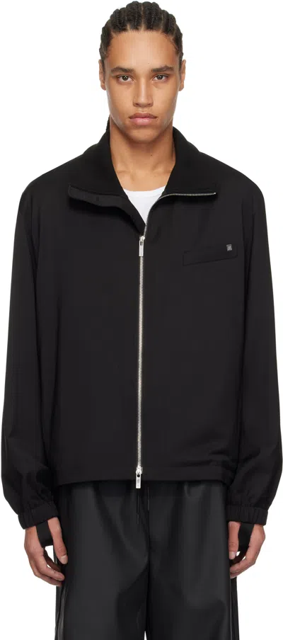 HELMUT LANG BLACK RELAXED WOOL BOMBER JACKET