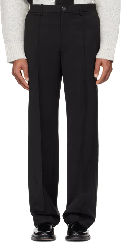 HELMUT LANG BLACK RELAXED WOOL TROUSERS