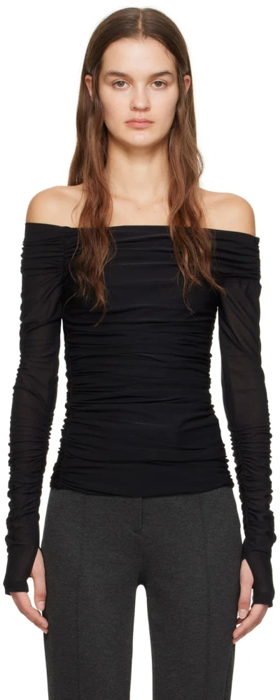 Helmut Lang Black Ruched Long Sleeve T-shirt In Black - 001