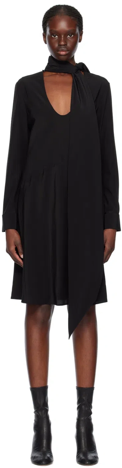 Helmut Lang Black Scarf Midi Dress In 001 Black