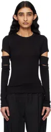 Helmut Lang Black Slashed Long-sleeved T-shirt In Black - 001
