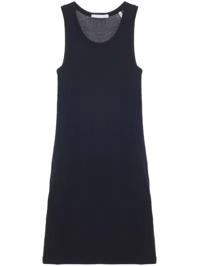 Helmut Lang Black Sleeveless Ribbed Dress In Blau