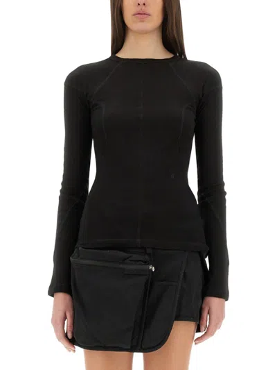 Helmut Lang Black Solid Round Neck Top