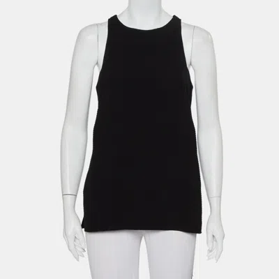 Helmut Lang Black Textured Synthetic Raze Tank Top