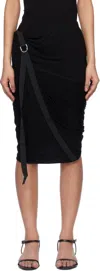 Helmut Lang Draped Jersey Skirt With Adjustable Side Strap In Black - 001