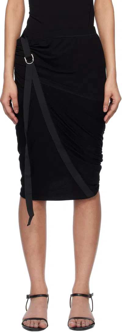 HELMUT LANG BLACK WIND MIDI SKIRT