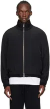 Helmut Lang Layered Silk Bomber Jacket In Black