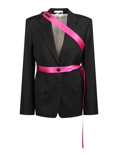 Helmut Lang Wool Blazer With Belt In Black