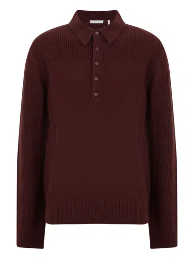 Helmut Lang Block Polo Jumper In Brown