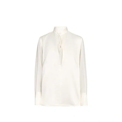 Helmut Lang Blouse Décontractée À Col Bénitier En Soie In White