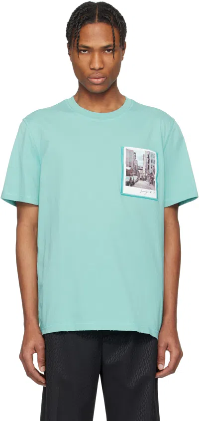 HELMUT LANG BLUE BROOKLYN POSTCARD T-SHIRT