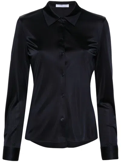 Helmut Lang Classic-collar Jersey Shirt In Blue