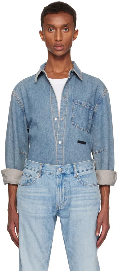 Helmut Lang Blue Curved Classic Denim Shirt In Tinted Mid - 26x