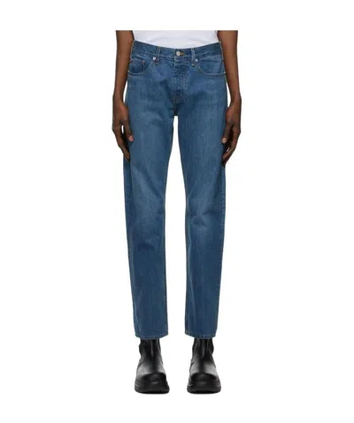 Helmut Lang Blue Logo Jeans In Animal Print