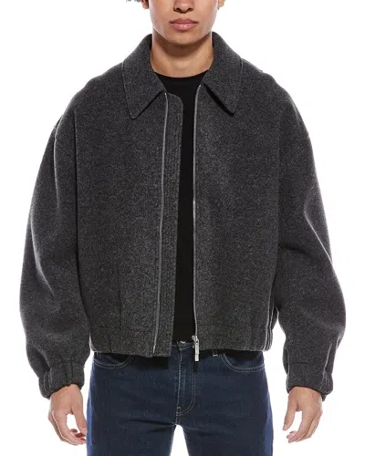 Helmut Lang Boiled Wool-blend Bomber Jacket In Gray