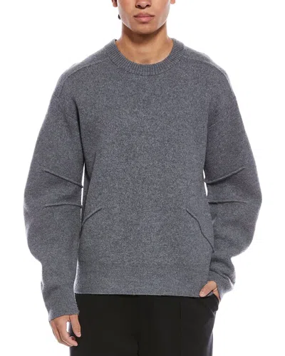 Helmut Lang Boiled Wool Crewneck Sweatshirt In Gray