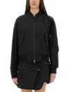 Helmut Lang Cotton Blend Bomber Jacket In Black