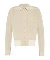 Helmut Lang Bomber Crinkle Long Sleeve Silk Shirt In Nude