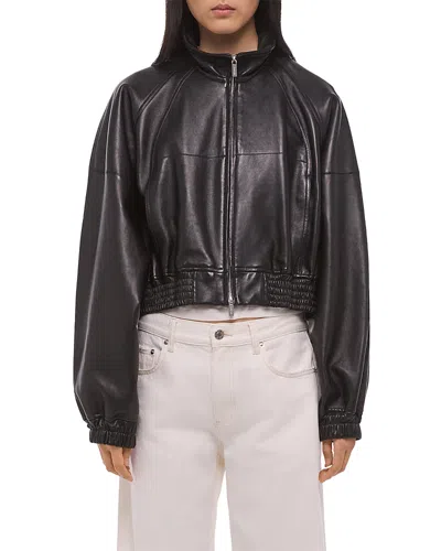 Helmut Lang Bond Leather Bomber Jacket In Black