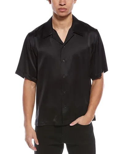 Helmut Lang Boxy Satin Silk Shirt In Black