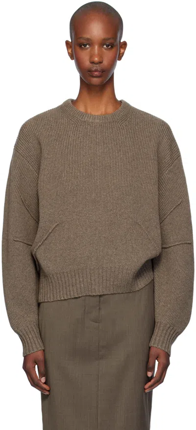 Helmut Lang Brown Apex Sweater In Taupe Melange - T3e