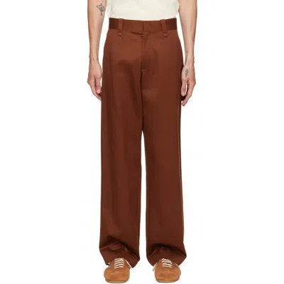 Helmut Lang Brown Chino Trousers In Bourbon - Eac