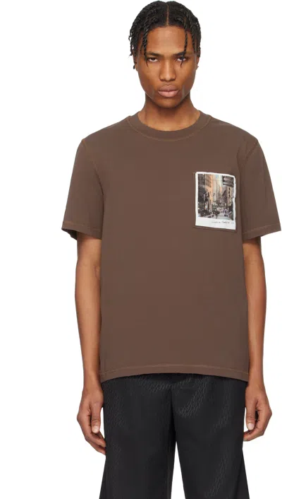Helmut Lang Brown Downtown Postcard T-shirt In Brick - N22