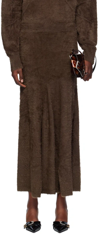 Helmut Lang Brown Grunge Maxi Skirt In Espresso - D1p