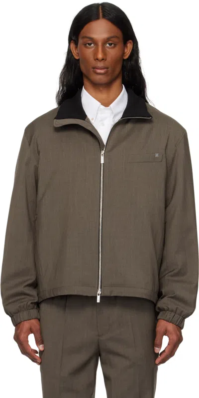 Helmut Lang Brown Relaxed Wool Bomber Jacket