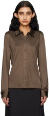 Helmut Lang Brown Slim Shirt In Mushroom - Dl5