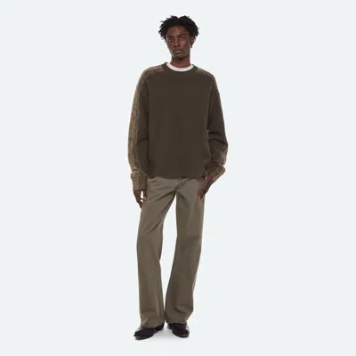 Helmut Lang Brush Stripe Crewneck Wool Sweater In Green