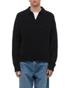 Helmut Lang Brushed Open Collar Polo Sweater In Black