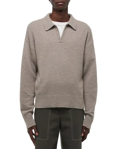 Helmut Lang Brushed Open Collar Polo Sweater In Gray