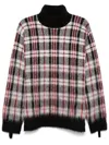 Helmut Lang Plaid Brushed Oversize Turtleneck Sweater In White