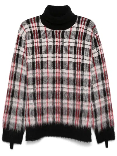 HELMUT LANG BRUSHED PLAID-CHECK SWEATER