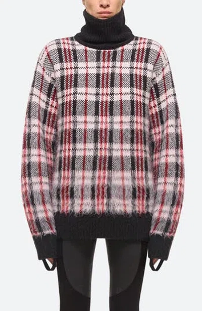 HELMUT LANG HELMUT LANG BRUSHED PLAID TURTLENECK SWEATER