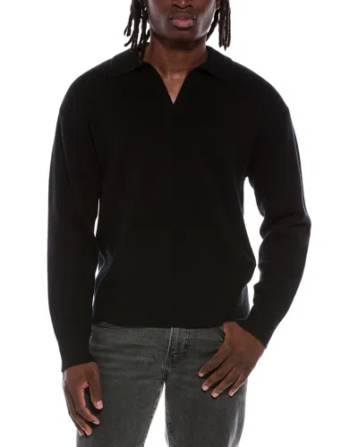 Helmut Lang Brushed Wool & Cashmere-blend Polo Sweater In Black