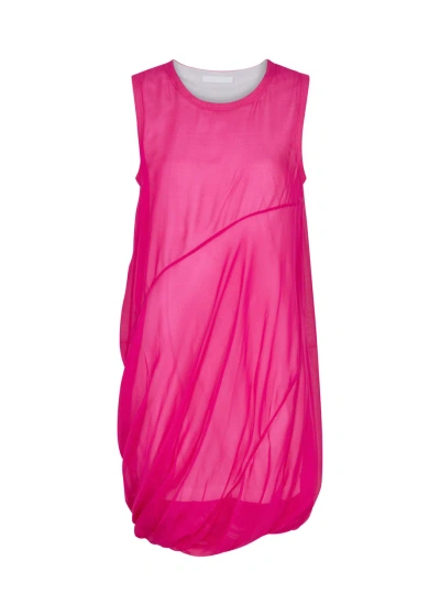 Helmut Lang Bubble Silk Mini Dress In Fuchsia