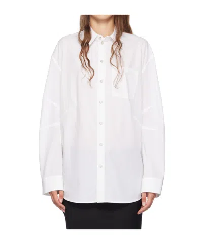 Helmut Lang Buckle Long-sleeved Shirt In White