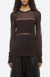 Helmut Lang Burnout Stripe Sheer Top In Black