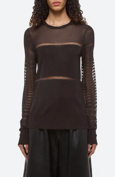 HELMUT LANG HELMUT LANG BURNOUT STRIPE SHEER TOP