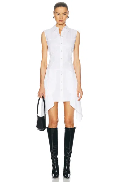 Helmut Lang Bustier Asymmetric Sleeveless Dress In White