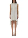 Helmut Lang Bustier Asymmetric Sleeveless Dress In White