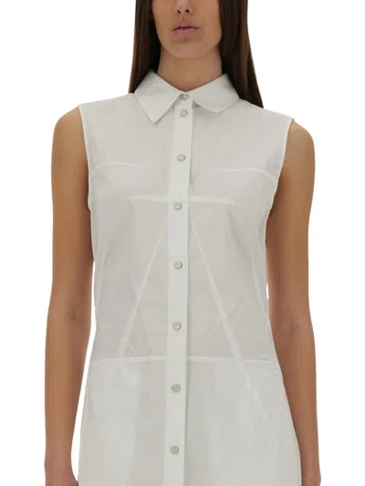 Helmut Lang Slim Fit Bustier Mini Shirt Dress In White