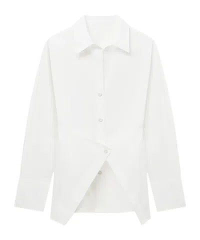 Helmut Lang Button Asymmetric Cotton Shirt In White