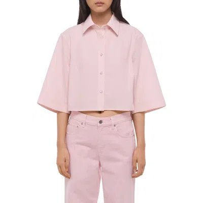 Helmut Lang Button Back Boxy Cotton Cotton Button-up Shirt In Pink