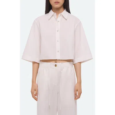 Helmut Lang Button Back Boxy Cotton Cotton Button-up Shirt In White