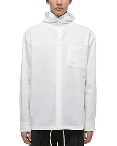 Helmut Lang Button Front Hooded Shirt In White