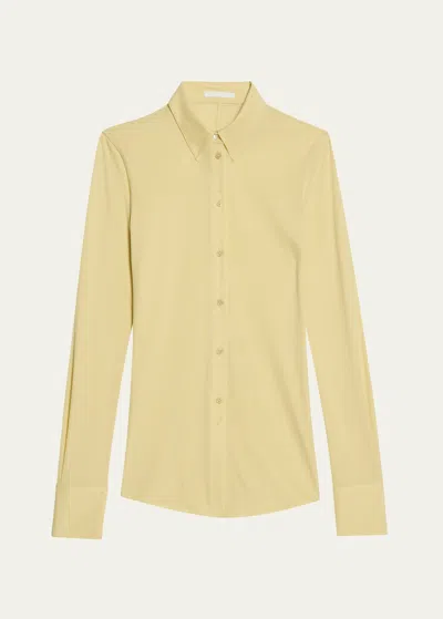 Helmut Lang Button-front Jersey Shirt In Butter