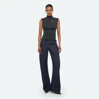 Helmut Lang Button Turtleneck Tank In Forest Night